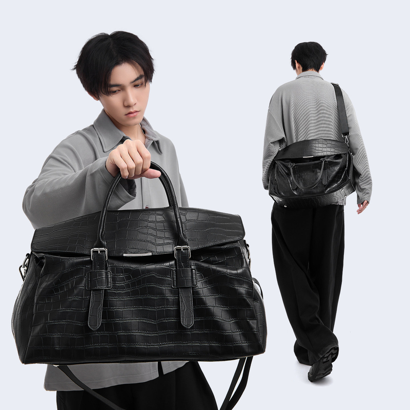"Uamtor" Design Travel Bag for Men, Large-Capacity Commuter Handbag, Crocodile Pattern Luggage Bag, Women's Crossbody Bag