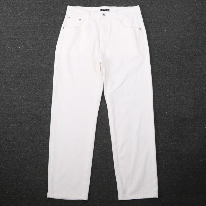 Classic Spring and Autumn New Elastic Pure White High-Waisted Loose Straight-Leg Trendy Jeans for Men, Casual Versatile Long Pants Classic Spring and Autumn New Elastic Pure White High-Waisted Loose Straight-Leg Trendy Jeans for Men, Casual Versatile Long Pants