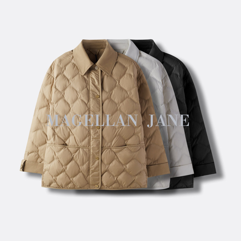 Price Reduction! Quilted Shirt-Style Patchwork Imported 90% Goose down 5-Proof Thermal down Jacket 01246