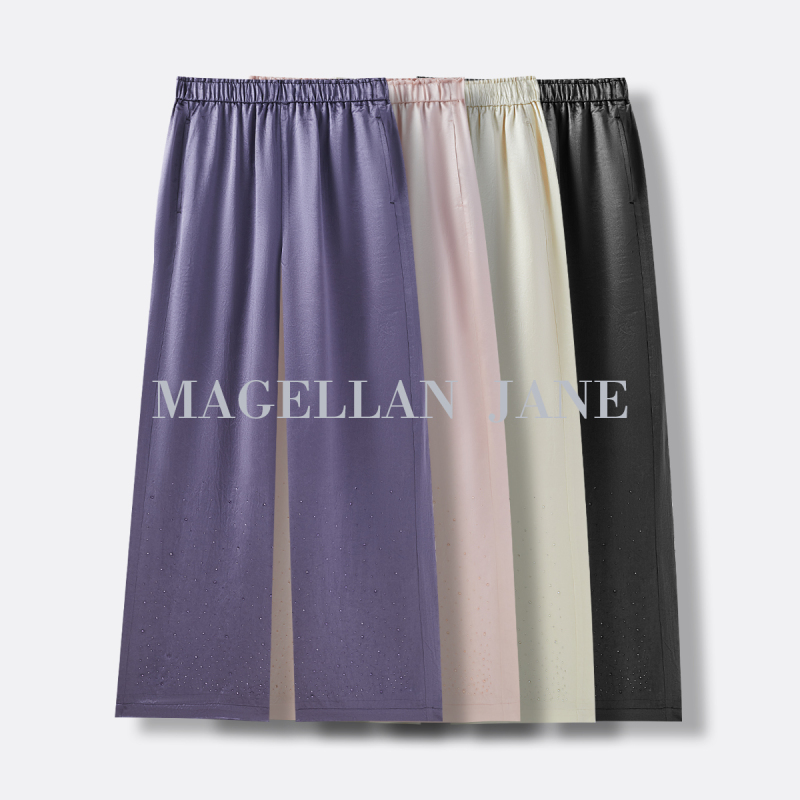 【Sprinkled Gold Series】Imported 100% Triacetate Waterfall Flowing Sparkling Ultra-Cool Diamond Pants 01859