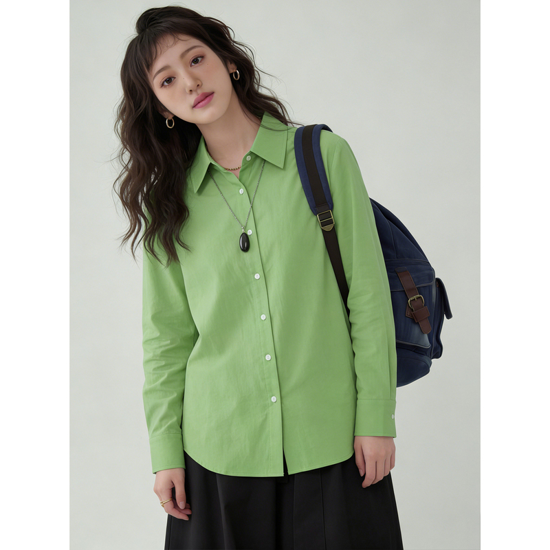 Dopamine Casual Versatile Green Polo Collar Shirt for Women 2026 Summer Sun Protection Stunningly Beautiful Top