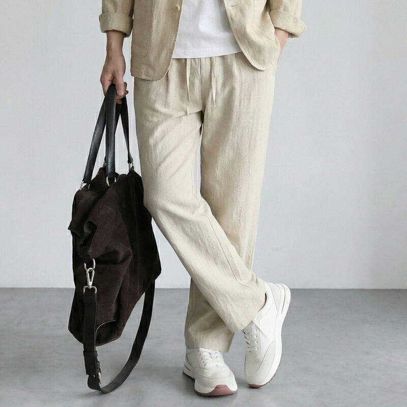 [Yushan] 100% Linen Men's Casual Pants, Simple, Elegant, Comfortable and Soft 9306Rh72701