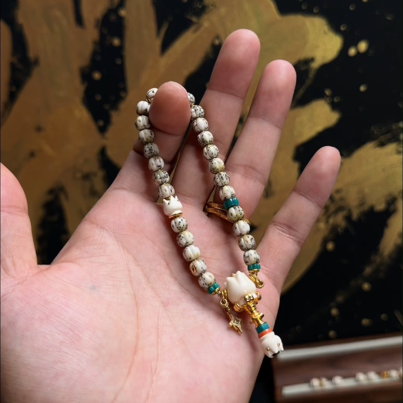 Imitation Mammoth Ivory Ghost Flower Three-Way Wire Harness Disciple Bead Set DIY Small Vajra Buddhist Bracelet Side Hanging Accessory