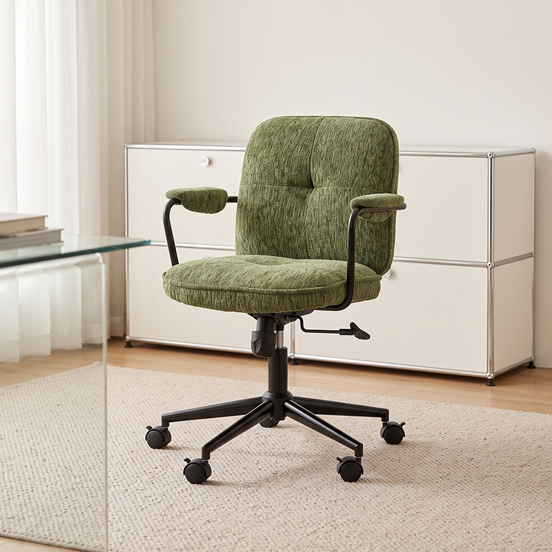 French-Style Retro Green Chenille Computer Chair, Home Swivel Lift Chair with Soft Cushion, Study Chair, Office Chair French-Style Retro Green Chenille Computer Chair, Home Swivel Lift Chair with Soft Cushion, Study Chair, Office Chair