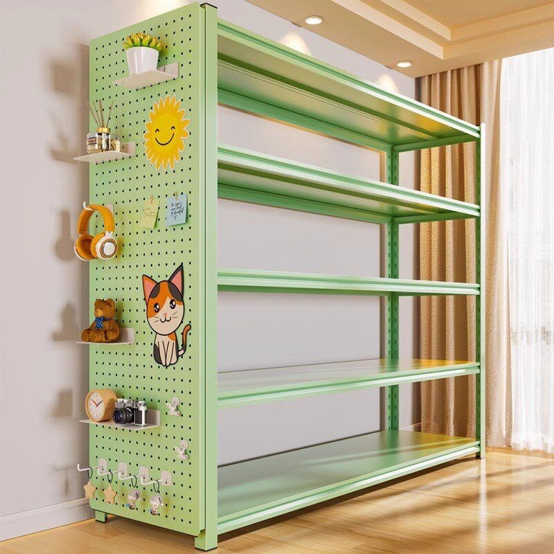 Household shelf storage rack floor-standing multi-layer bookshelves hole board storage debris express storage rack supermarket display rack
