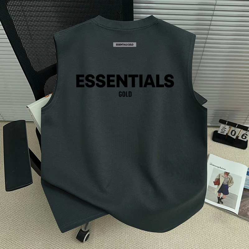 Essentials American Style Trendy Pure Cotton Vest for Men and Women, Summer Personalized Letter Print Sleeveless Top Essentials American Style Trendy Pure Cotton Vest for Men and Women, Summer Personalized Letter Print Sleeveless Top