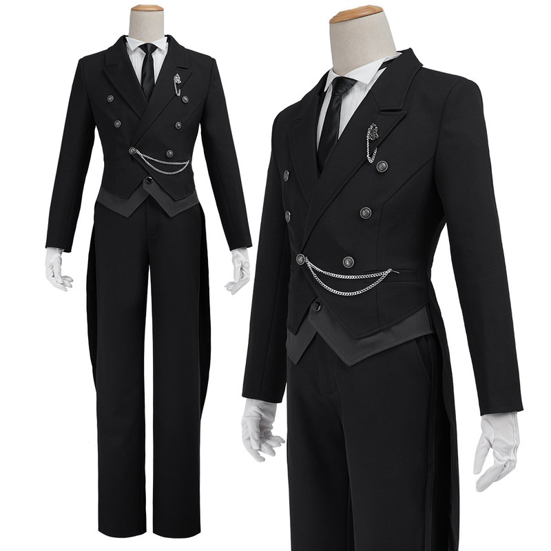 Holouncoser Little European Black Butler Sebastian Cos Tailcoat Costume Full Set High-Quality Fabric Holouncoser Little European Black Butler Sebastian Cos Tailcoat Costume Full Set High-Quality Fabric