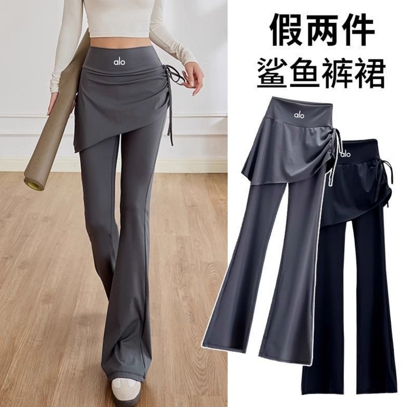 Plus-Size Yoga Pants for Women, Anti-Exposure, Faux Two-Piece, Slightly Flared Pants, High-Waisted, Butt-Lifting, Sports Fitness Pants