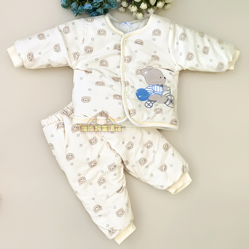 Moisturizing Baby Autumn Winter Thickened Cotton Clothing Newborn Suit Men And Women Baby Winter Crystal Suede Warm Open Chest Cover