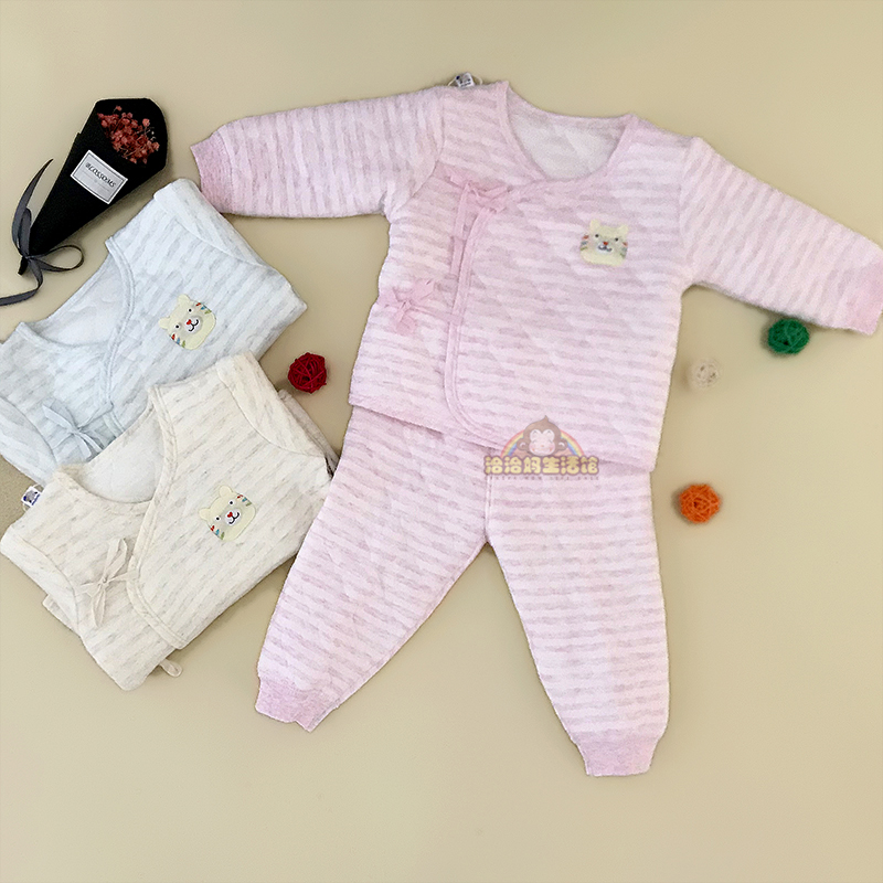 Baby Beyle Newborn baby's colorful autumn and winter thin cotton warm - keeping binding contract set and clothing suit