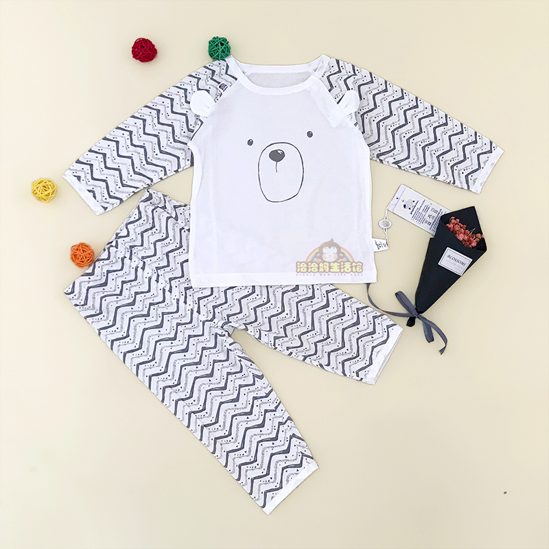 Baby Beilele Baby Shu soft cotton lingerie suit pyjamas male and female baby long sleeve air conditioning suit Summer pure cotton ultra-thin