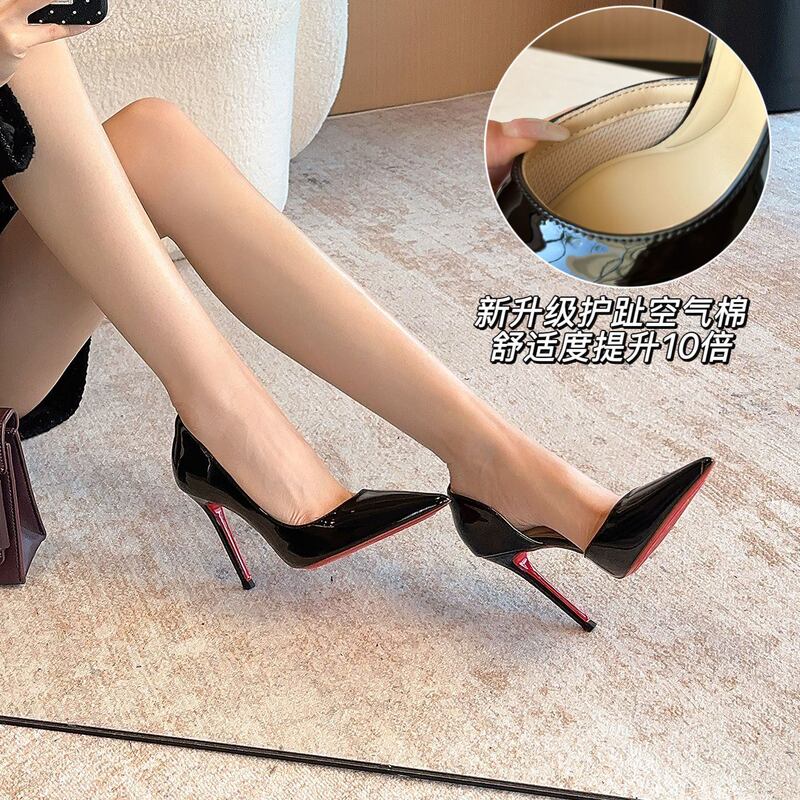 Dayao "Step by Step Lotus" 26Th Anniversary New Model Pointed Toe Thin Heel 5.5cm Red Sole Toe-Protecting Cotton Side Cutout High Heels Dayao "Step by Step Lotus" 26Th Anniversary New Model Pointed Toe Thin Heel 5.5cm Red Sole Toe-Protecting Cotton Side Cutout High Heels