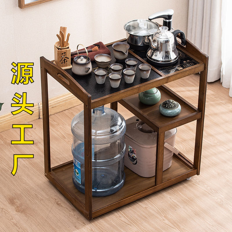 Balcony small tea cart, home living room tea cabinet, multi-functional integrated water supply, modern tea tray set, simple tea set cart