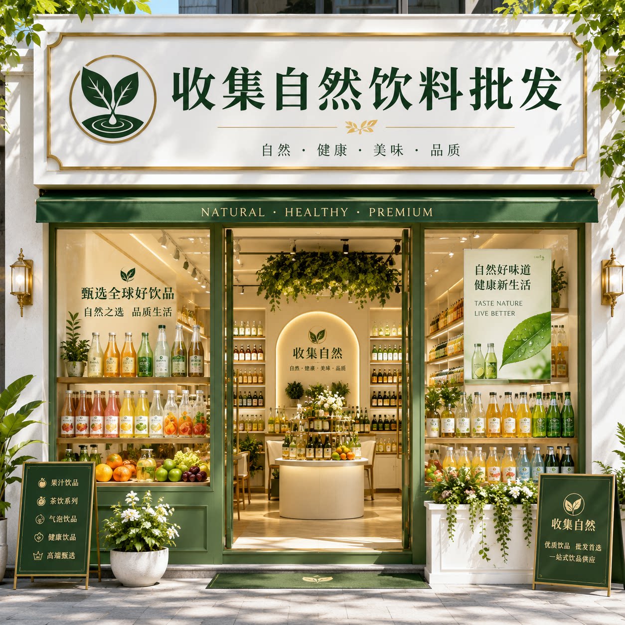 收集自然饮料批发企业店