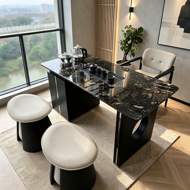2026 New High-End Dazzling Galaxy Natural Luxury Stone Tea Table, Light Luxury Modern High-Class Feel, Integrated Kettle Tea Table 2026 New High-End Dazzling Galaxy Natural Luxury Stone Tea Table, Light Luxury Modern High-Class Feel, Integrated Kettle Tea Table