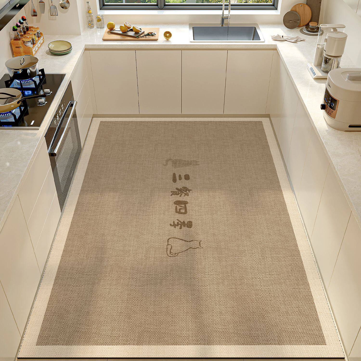 Kitchen and bathroom water-absorbing and oil-absorbing anti-slip diatom mud mat