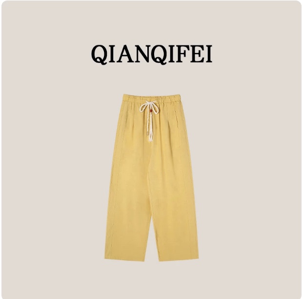 8-21F B New High-Waisted Drawstring Loose Comfortable Straight Wide-Leg Casual Pants 2617 8-21F B New High-Waisted Drawstring Loose Comfortable Straight Wide-Leg Casual Pants 2617