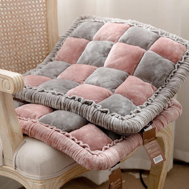 Korean autumn and winter thickened seat cushions, non-slip chair cushions, thickened plush office simple wooden floor bay window cushions