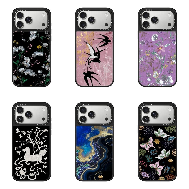 Shangchengshi Qicaiji Flower and Butterfly Pattern Case for iPhone 17 Pro Max, Apple 16 Pro Max Shockproof, 15 Pro Artistic Creative 14 Plus Mirror Magnetic Protective Case for Women