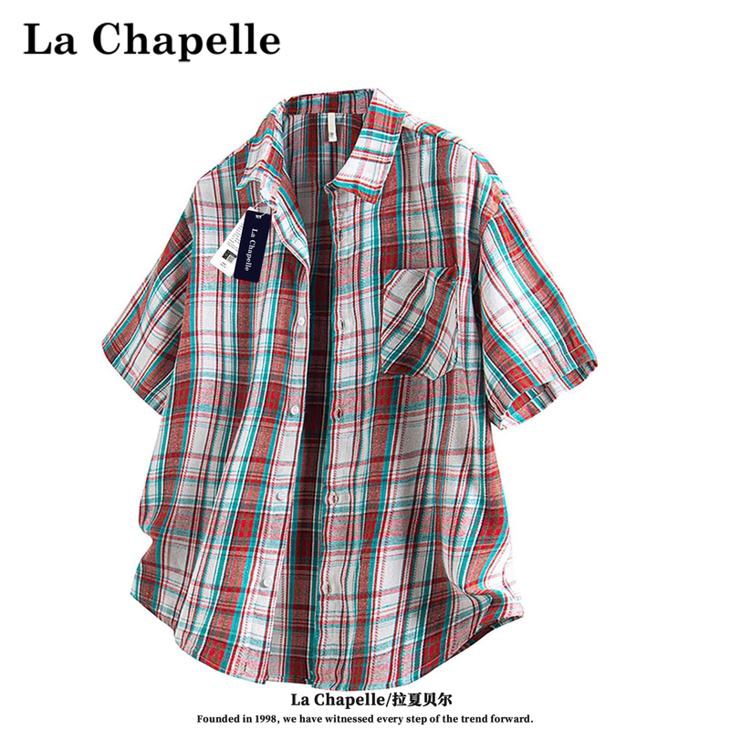 La Chapelle Short-Sleeve Plaid Men's Casual Loose Summer 2026 New Burberry Checkered Short-Sleeve Shirt