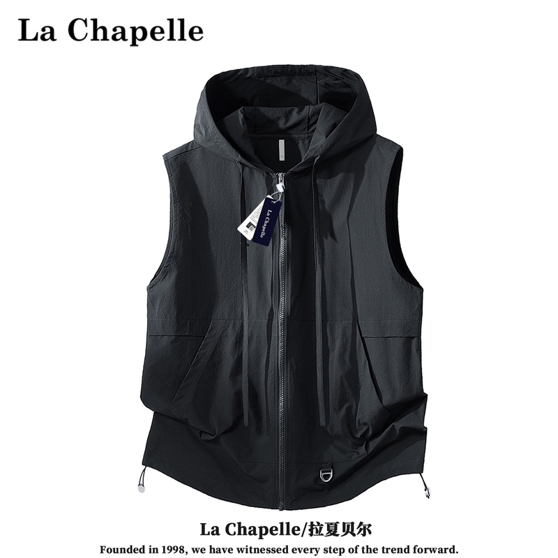 La Chapelle 2026 Summer New American Style Workwear Sleeveless Vest Loose Large Size Hooded Tank Top Men's Ice Silk Top La Chapelle 2026 Summer New American Style Workwear Sleeveless Vest Loose Large Size Hooded Tank Top Men's Ice Silk Top
