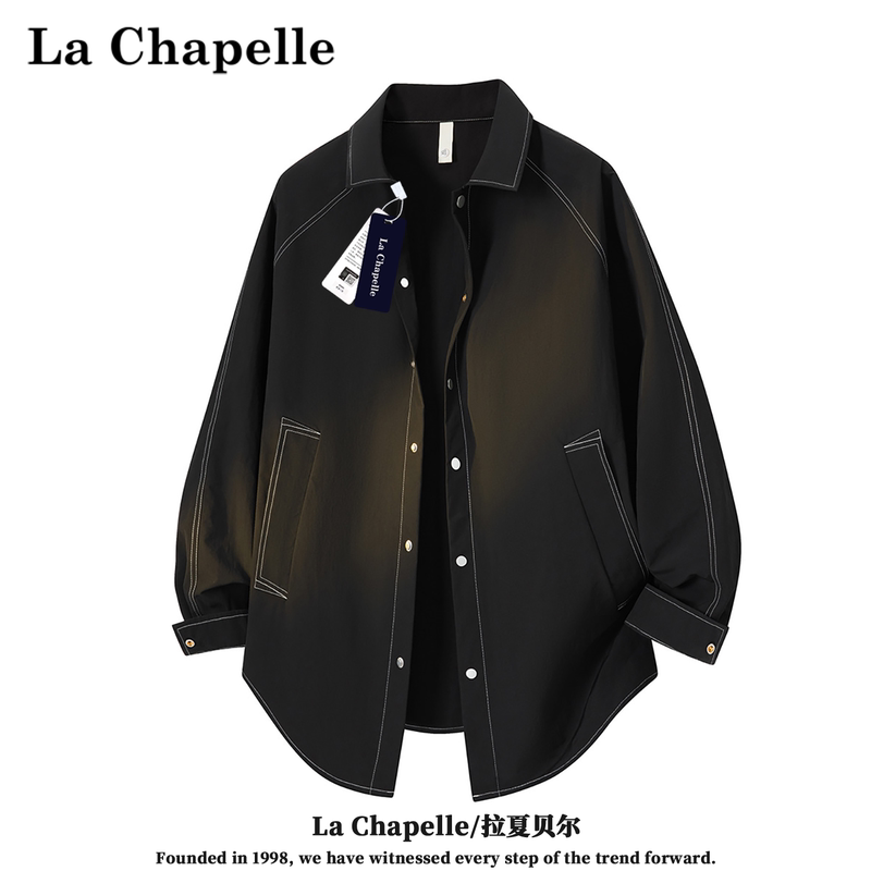 La Chapelle's New Autumn Collection Features a High-End Collared Shirt with a Versatile, Trendy, Loose-Fitting, Casual, Long-Sleeved Design