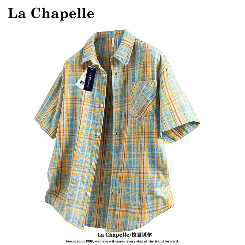 La Chapelle Burberry Plaid Short-Sleeve Shirt Trendy Summer 2026 New Versatile Style Turn-Down Collar Casual Loose Fit