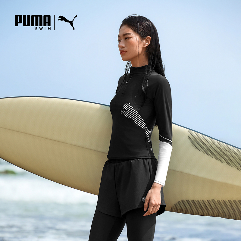 Puma Women's Two-Piece Swimsuit Long-Sleeved Long Pants Beach Surfing Vacation Diving Suit Swimwear Adult Rash Guard