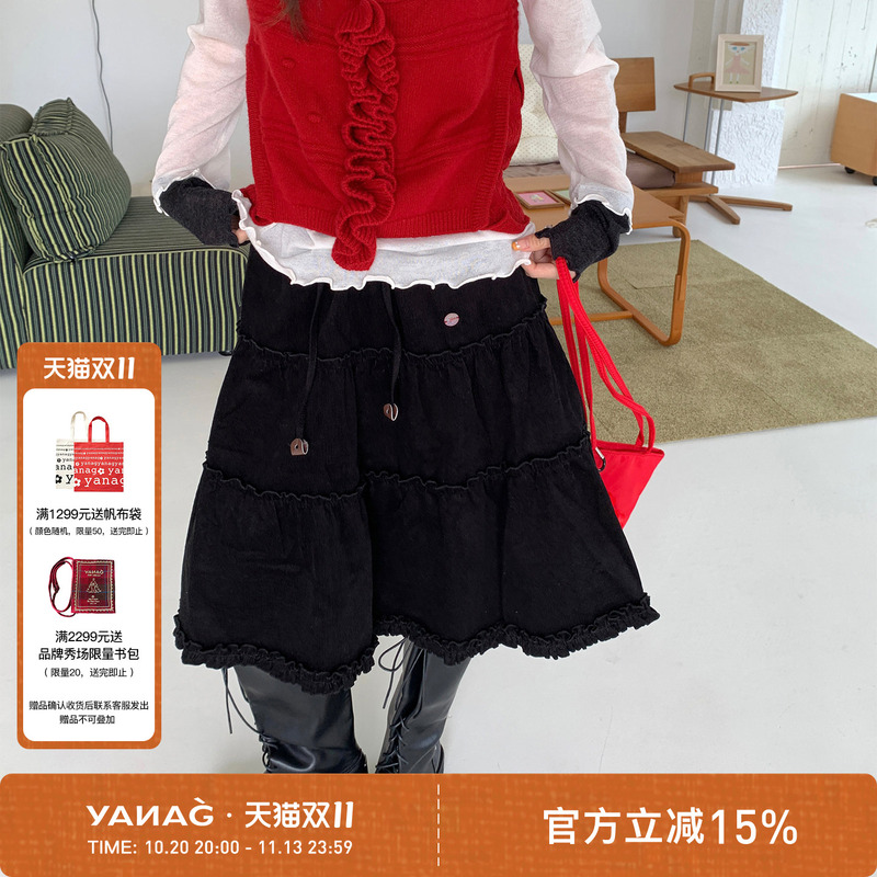Yanag Corduroy Skirt for Women 2026 Autumn New Design Loose Fit Slimming Elegant Age-Reducing A-Line Long Skirt