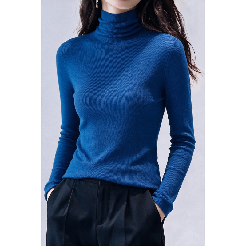 Klein Blue High-Neck Knitted Base Sweater for Women, Autumn and Winter Elegant Slim Fit Royal Blue Inner Sweater Klein Blue High-Neck Knitted Base Sweater for Women, Autumn and Winter Elegant Slim Fit Royal Blue Inner Sweater