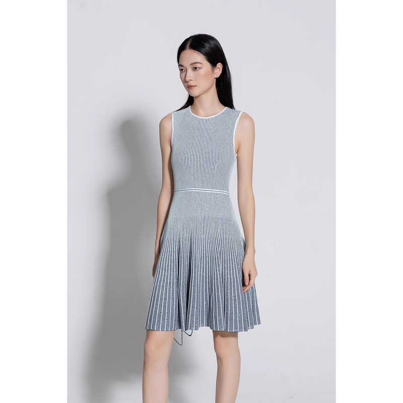 Jiashujun Th Imported Fabric Summer Vertical Ribbed Slim-Fit Striped Knit Sleeveless Tank Dress Qz28