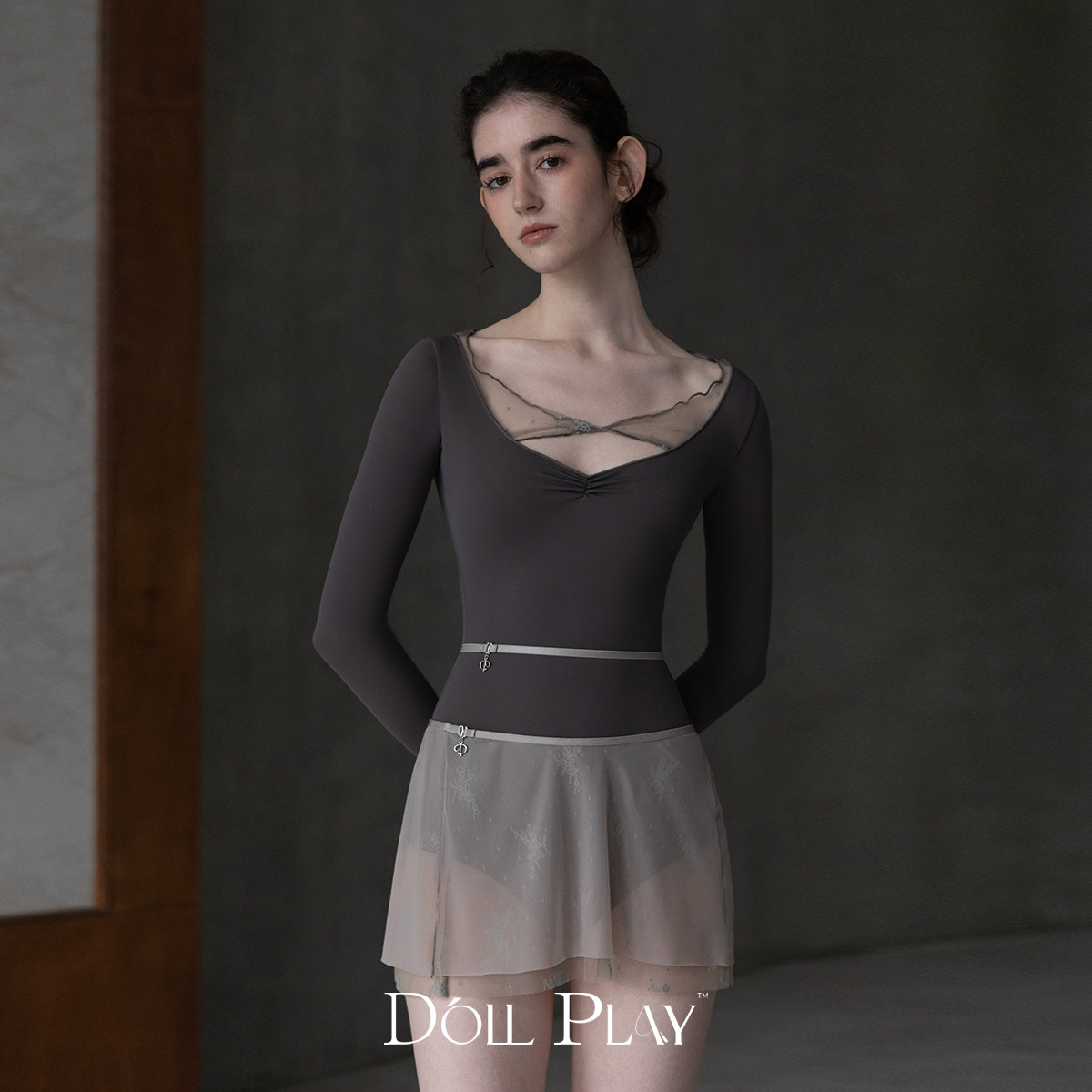 Кукольная игра DollPlay [Moon Twilight] балетный костюм с двусторонней кружевной марлевой юбкой, облегающий костюм для тренировок взрослой женщины