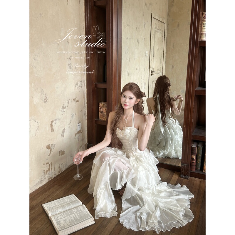 Qiao Ben'Er's "Garden Waltz" Light Luxury Heavy-Duty Mesh Suspender Dress, Elegant Birthday Dress, Long Dress for Women