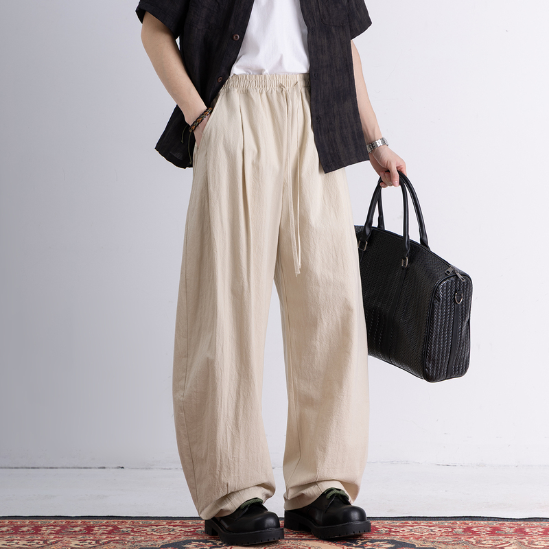 Mature Minimalist Old Money Style High-End Men's Clothing, Men's 2026 Relaxed Loose Wide-Leg Casual Pants
