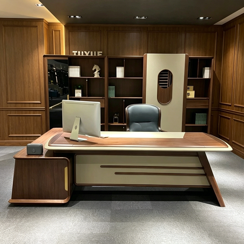 New Chinese-Style North American Black Walnut Office Desk, Simple Modern Business New Model Solid Wood Chairman Manager Boss Desk