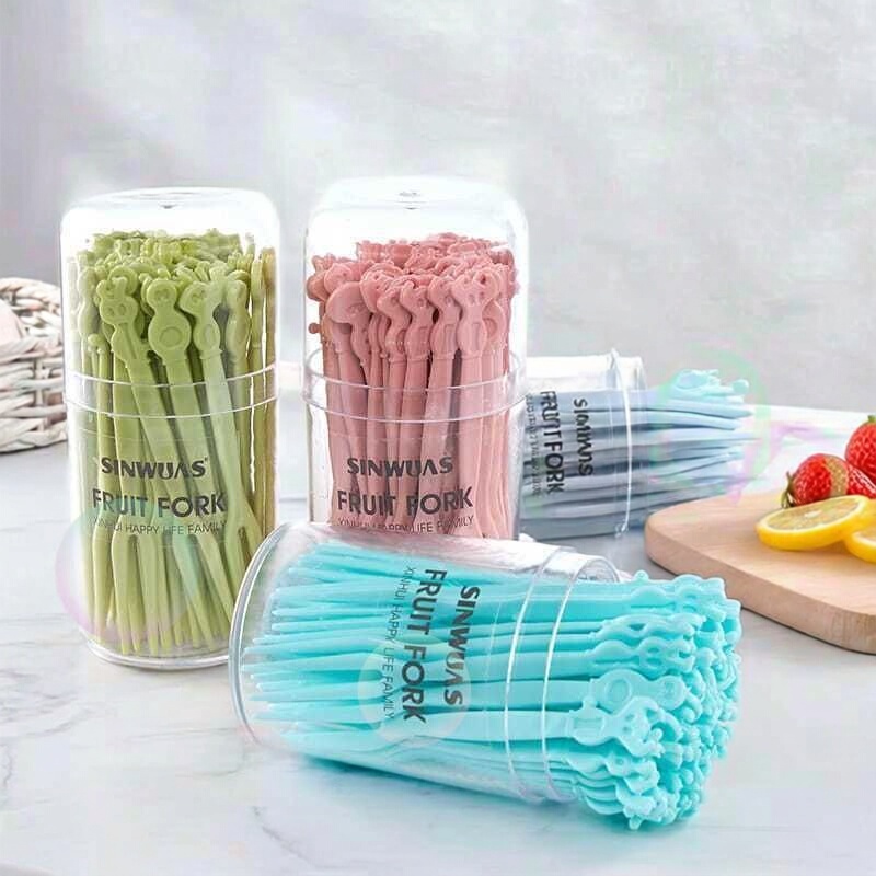 Fruit Set Disposable Thickened Plastic Household Fruit Cake Food-Grade Dessert Cartoon Fork