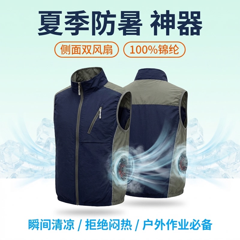 2026 New Model Side-Mounted Dual Fan Air Conditioning Vest for Summer Outdoor Work, Fishing Vest with Fan Cooling Workwear