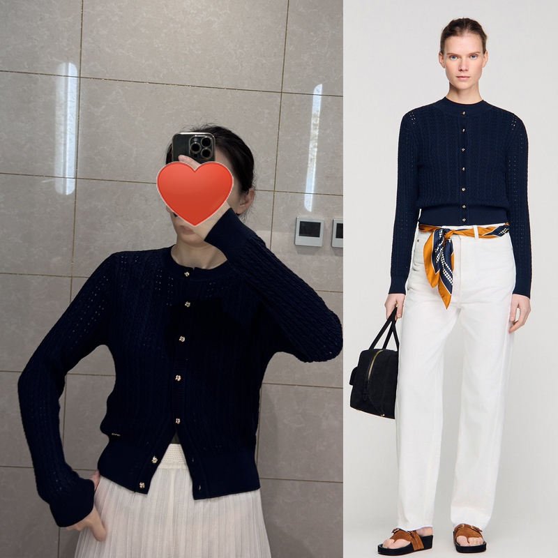 French Style~S Exquisite Small Twist Cardigan with Metal Buttons. Air Conditioning Shirt Knitted Cardigan 2026 Spring and Summer