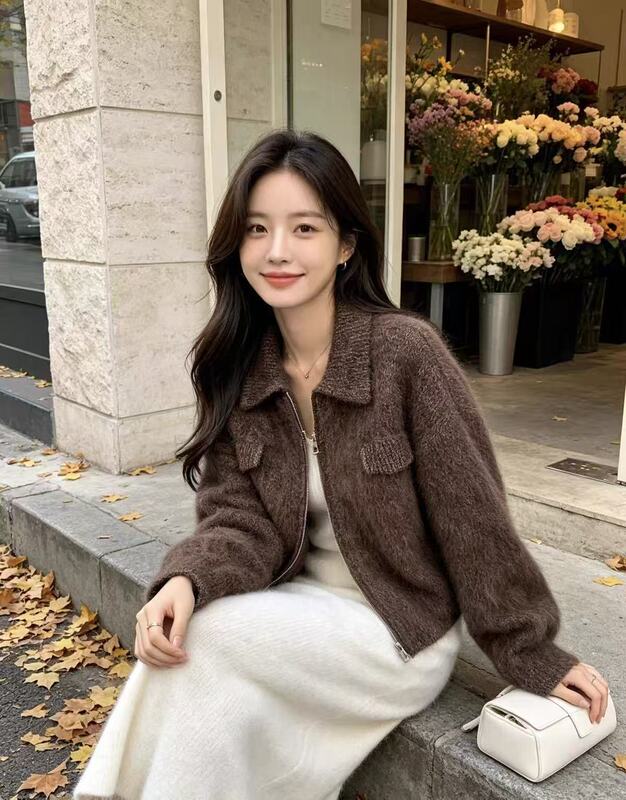 L450-499 Color-Blocked Striped New Fair Isle Round-Neck Vintage Lazy Fashion Jacquard Knit Sweater Base Layer