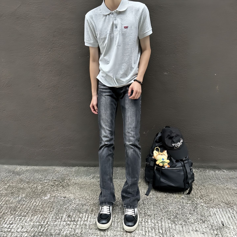 Jex Black American-Style Cleanfit Washed Whiskered 517 Jeans High Street Slim Fit Flared Vibe Pants
