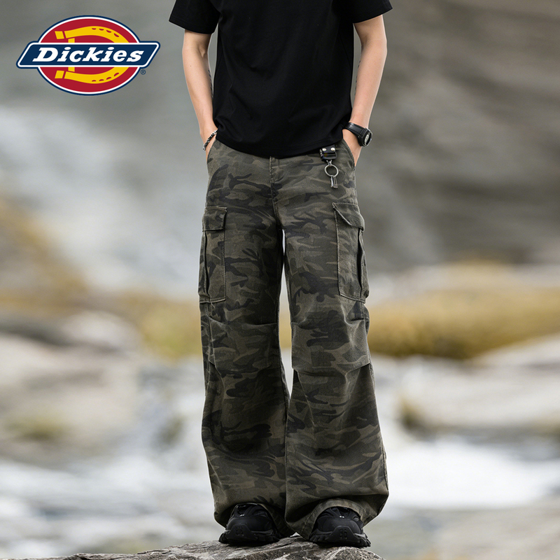 Dickies Military Green Straight-Leg Casual Pants for Men 2026 New Summer Loose Slimming Workwear Wide-Leg Pants