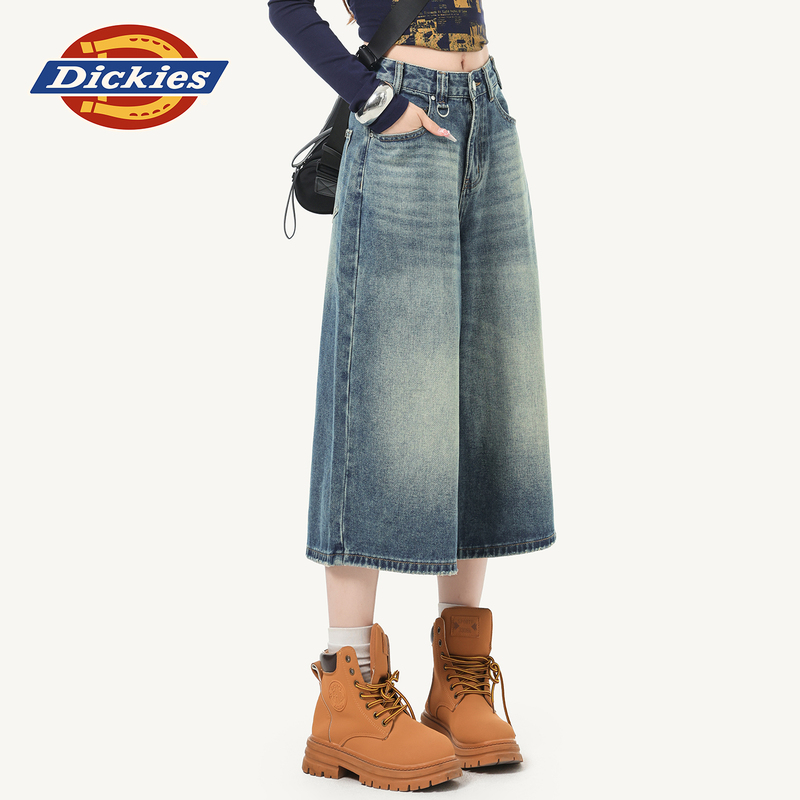 Dickies Retro Blue Wide-Leg Denim Capri Pants for Women 2026 New Summer Loose Slimming Pants Dickies Retro Blue Wide-Leg Denim Capri Pants for Women 2026 New Summer Loose Slimming Pants