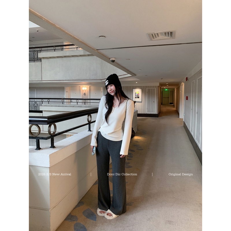 Dcccdic Chen Dian Dian's Woolen Flared Pants, Versatile and Slimming Casual Long Pants for Autumn and Winter