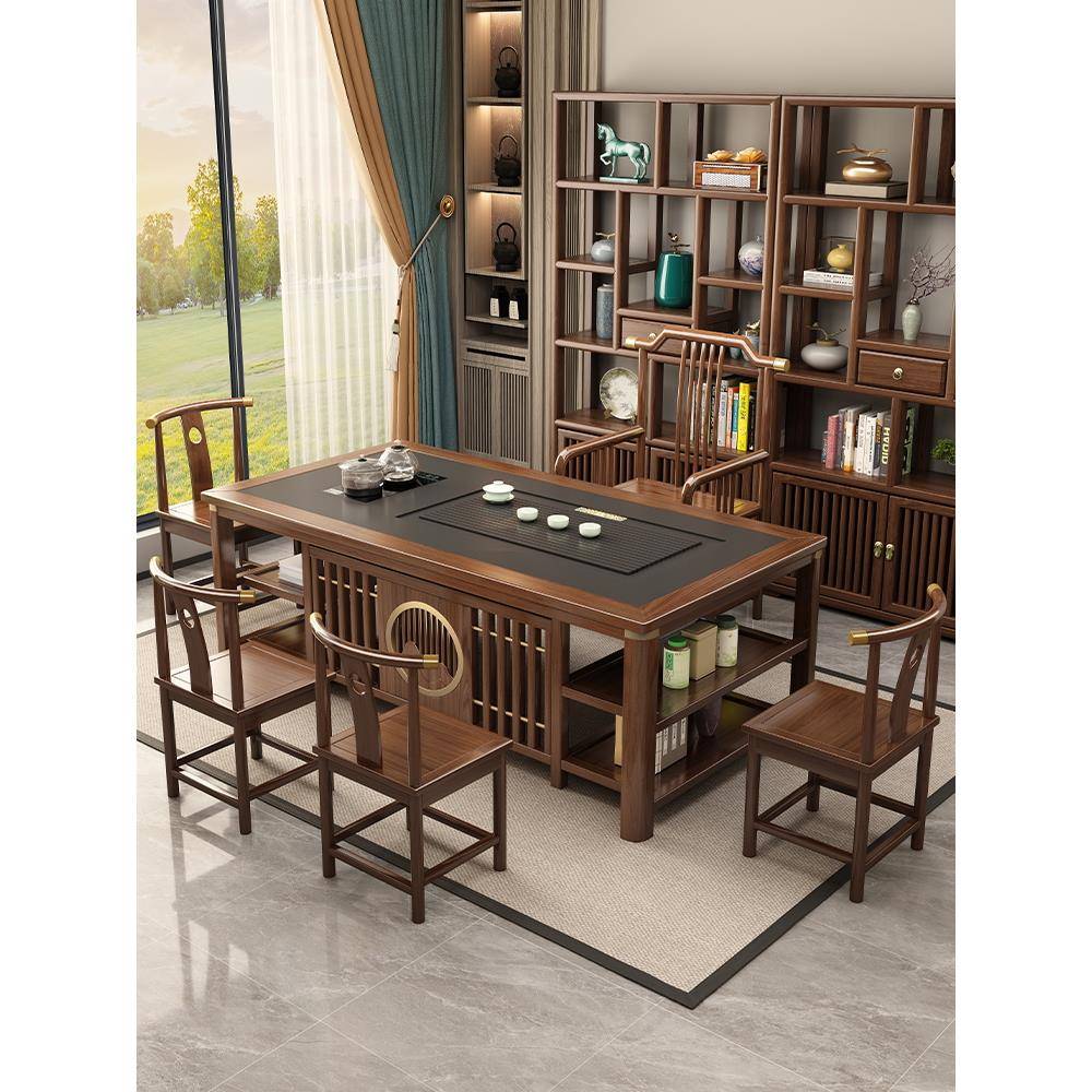 Solid wood tea table and chair combination household tea set all-in-one Zen tea table new Chinese style simple office coffee table