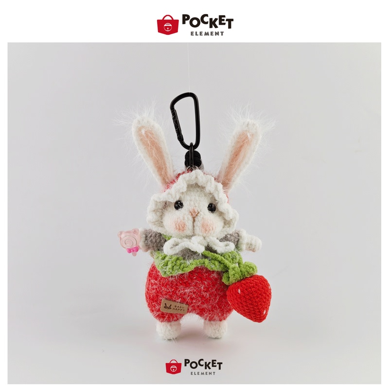 Pocketdoll Handmade Crocheted Cross-Dressing Candy Rabbit Strawberry Doll Bag Pendant Keychain Niche Gift Pocketdoll Handmade Crocheted Cross-Dressing Candy Rabbit Strawberry Doll Bag Pendant Keychain Niche Gift