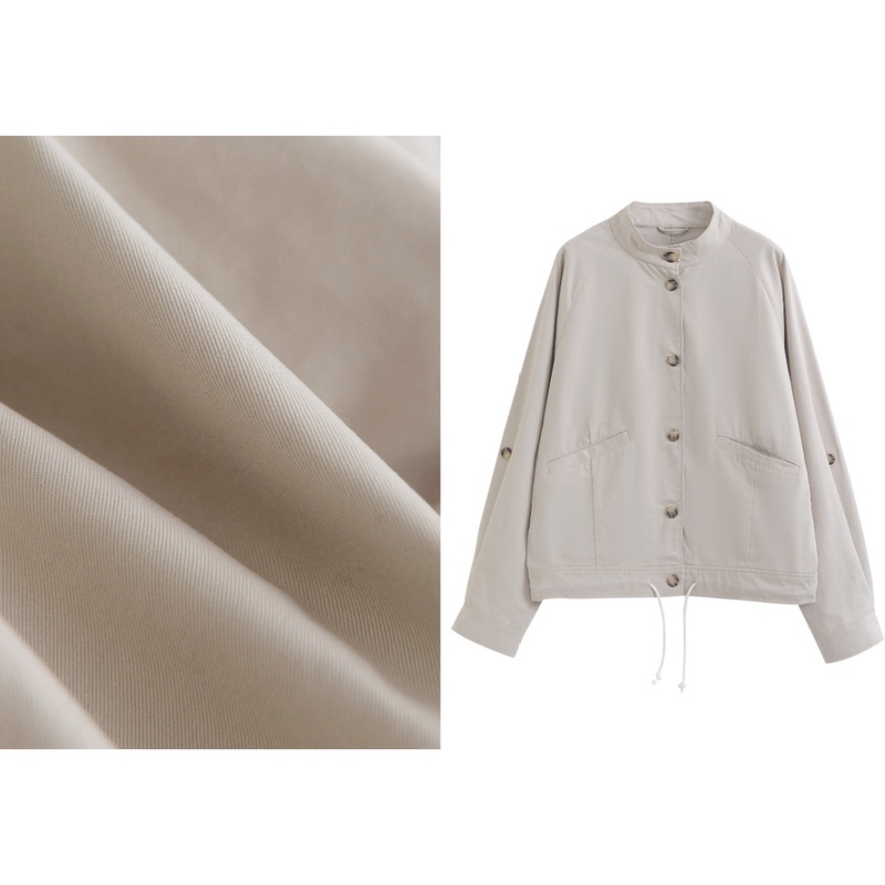 C Brand Pure Cotton Stand Collar Solid Color Versatile Long-Sleeve Short Coat Trench Coat 109-8173 &Sss Ll Exclusive