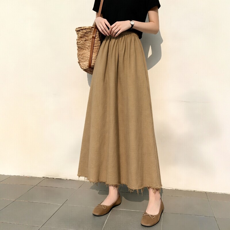 Vintage High-Waisted Long Skirt for Women, Autumn Plus-Size Loose Fit, Flattering and Versatile Casual Elegant Skirt Vintage High-Waisted Long Skirt for Women, Autumn Plus-Size Loose Fit, Flattering and Versatile Casual Elegant Skirt
