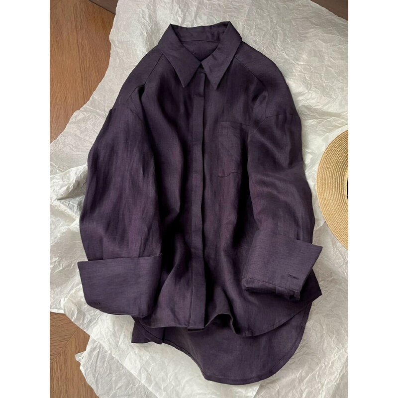 French-Style Old Money Purple Collared Shirt for Women, 2026 Autumn New Model, Elegant and Versatile Long-Sleeve Top for Work, Trendy