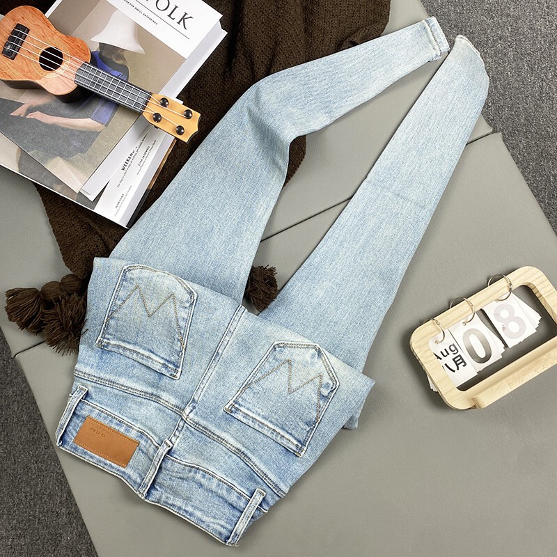 Light Blue Slim-Fit Women's Jeans, 2026 Autumn New Style, Tight-Fitting Stretchy Petite Pencil Pants, Butt-Lifting Pants Light Blue Slim-Fit Women's Jeans, 2026 Autumn New Style, Tight-Fitting Stretchy Petite Pencil Pants, Butt-Lifting Pants