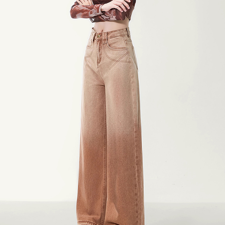 American Retro Gradient Loose Wide-Leg Jeans for Women, Early Spring New Style, Slimming Design, Korean Style Straight-Leg Jeans American Retro Gradient Loose Wide-Leg Jeans for Women, Early Spring New Style, Slimming Design, Korean Style Straight-Leg Jeans